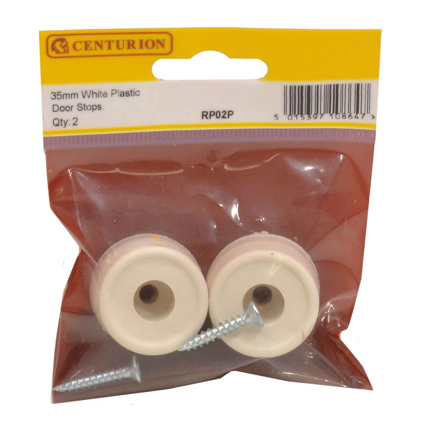 35mm WHITE PLASTIC DOOR STOPS [PACKOF 2] - Image 2