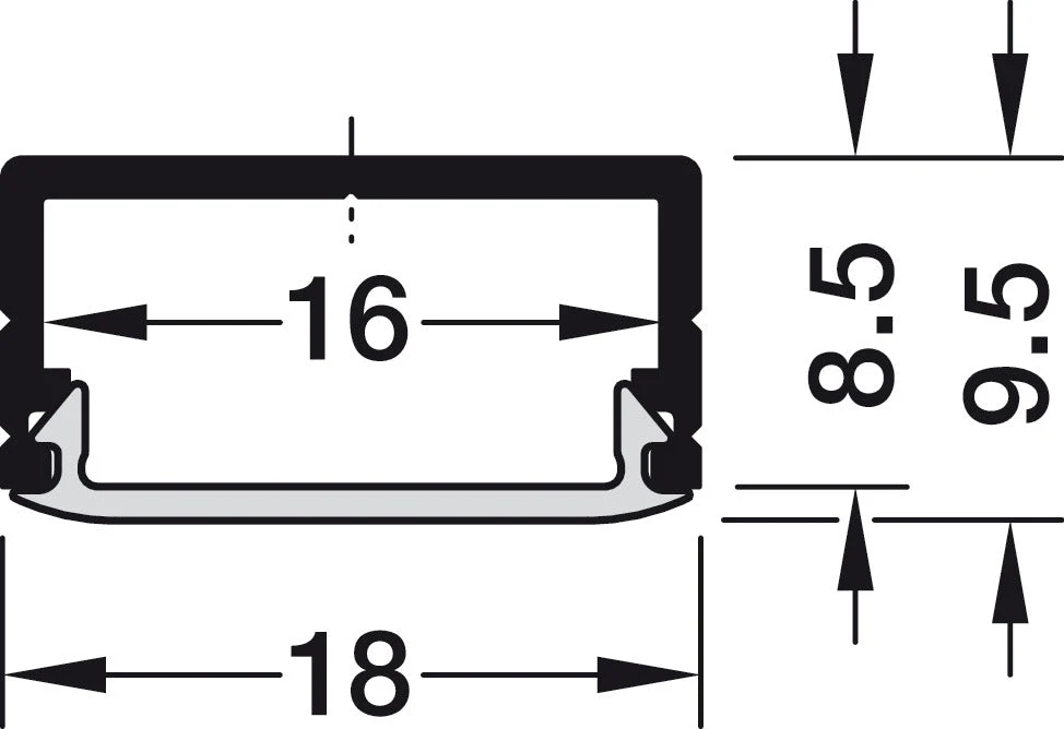 Aluminium Profile for Flexible Strip Lights 18mm X 8.5mm x 2500mm - Image 2