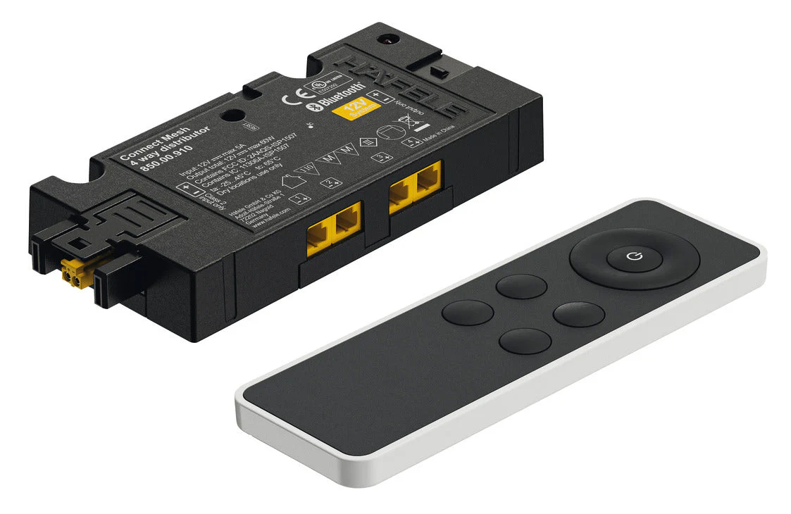 Distributor 12 V, Monochrome, 4-way, Häfele Connect Mesh Eco
Set with remote control, Power rating 36 W