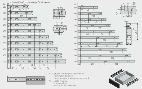 Double Extension Push To Open Drawer Runners ( 7 Variants available) - Image 2
