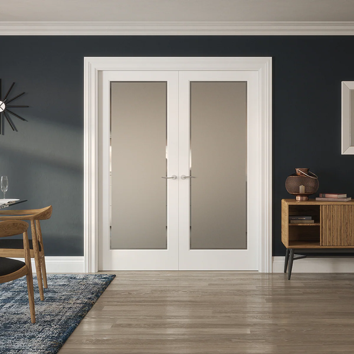KENMORE WHITE PRIMED ETCH GLASS CLEAR BORDER - Image 2