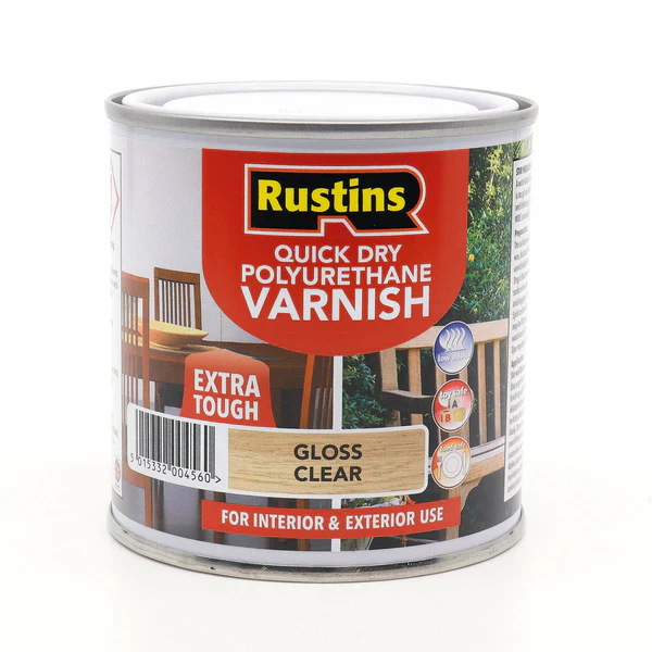 RUSTINS QUICK DRY POLYURETHANE VARNISH GLOSS CLEAR - Image 2