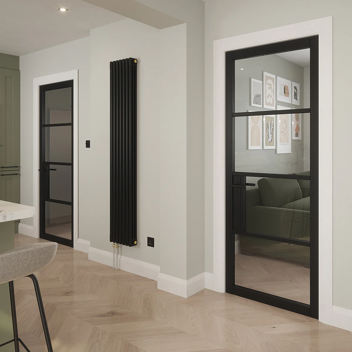 PORTLAND 4 LITE CLEAR GLASS BLACK PRIMED DOOR - Image 5